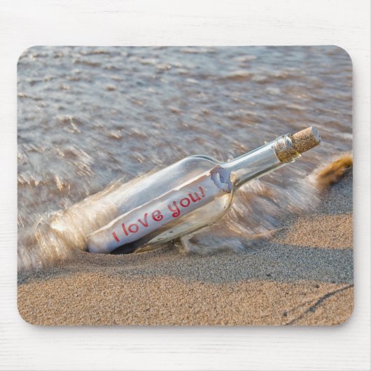 I Love Youのメッセージをボトル マウスパッド (正面)