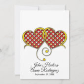 I Love Youデザインと金ゴールドハート 案内状 (裏面)