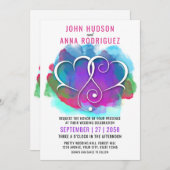 I Love Youデザインと金ゴールドハート 案内状 (正面/裏面)