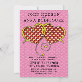 I Love Youデザインと金ゴールドハート 案内状