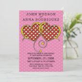 I Love Youデザインと金ゴールドハート 案内状 (スタンド正面)