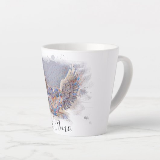 *~* I Love YouハートエンジェルウィングスAP78ティアモ カフェラテマグ (右アングル)