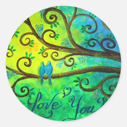 I Love Youハートby Jan Marvin ラウンドシール (正面)