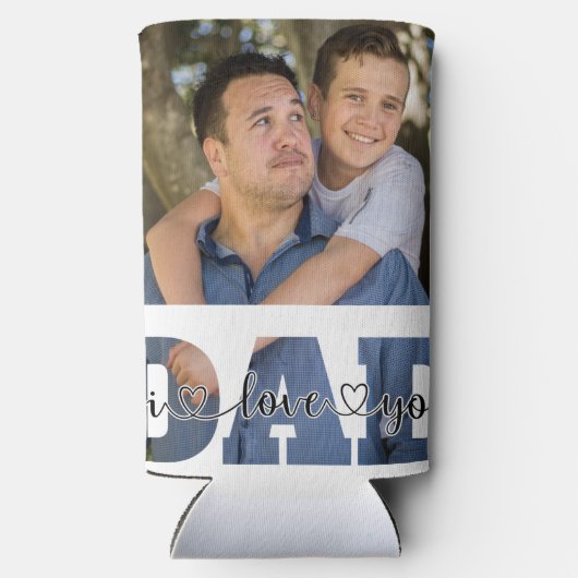 I Love Youパパ引用文カスタマイズ父の写真 スリム缶クーラー (裏面)