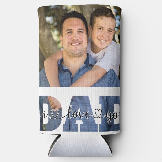 I Love Youパパ引用文カスタマイズ父の写真 スリム缶クーラー (正面)