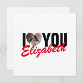 I Love Youフォトカスタムハートと名前 ノートカード (正面/裏面)