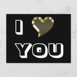 I Love Youブラック金ゴールドハートはっきりしたタイポグラフィ ポストカード