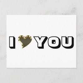 I Love Youブラック金ゴールドハートはっきりしたタイポグラフィ ポストカード