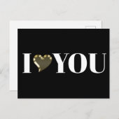 I Love Youブラック金ゴールドハートモダンタイポグラフィ はっきりした ポストカード (正面/裏面)