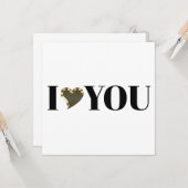 I Love You金ゴールドハートモダンセリフタイポグラフィ カード (正面/裏面インサイチュ)