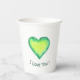 I Love You かわいい 緑と青のハート 誕生日   紙コップ