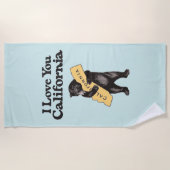 I Love You,カリフォルニアヴィンテージイラストレーション ビーチタオル (正面)
