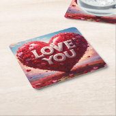 I love you スクエアペーパーコースター (アングル)