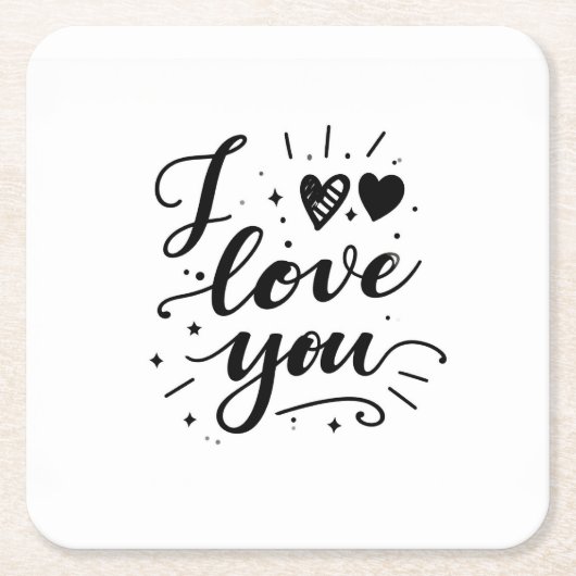 i love you スクエアペーパーコースター (正面)