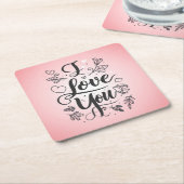 I love you  スクエアペーパーコースター (アングル)