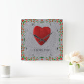 I love you スクエア壁時計 (ホーム)