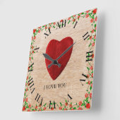 I love you スクエア壁時計 (傾斜)