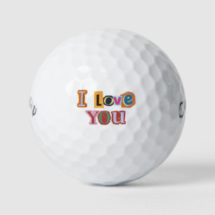 "I Love You" スクラップブック風レタリング ウェディングファーバー ゴルフボール