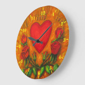 I Love You -ハートとバラ ラージ壁時計 (傾斜)
