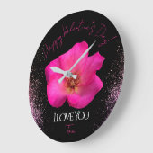 I Love You -バラ – ヴァレンティネスパーソナライズされたトレンディー ラージ壁時計 (傾斜)