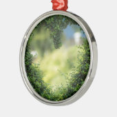 I Love You – バレンタインデーのハートの葉 メタルオーナメント (左)