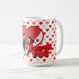 I Love You バレンタインハート柄 コーヒーマグカップ