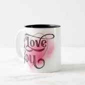 I Love You モダン Lightハートグラフィックエレガント文字 ツートーンマグカップ (正面左)
