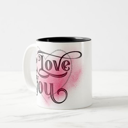 I Love You モダン Lightハートグラフィックエレガント文字 ツートーンマグカップ (正面左)