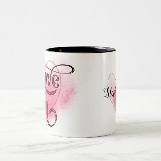 I Love You モダン Lightハートグラフィックエレガント文字 ツートーンマグカップ (中央)