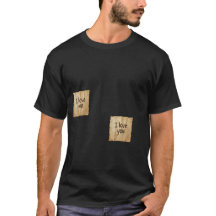 "I Love You"付箋ミニマリストブラックTシャツ