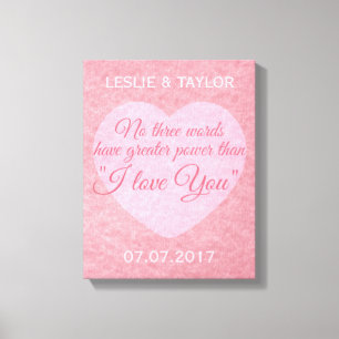 "I LOVE YOU"名前をカスタムする&日付キャンバス印刷 キャンバスプリント