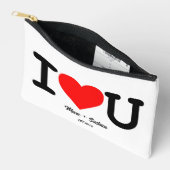 I Love You: 赤いハートのカスタム名前と日付 アクセサリーポーチ (見開き)
