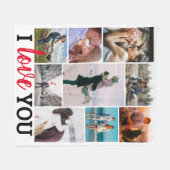 「I Love You」9枚フォトコラージュ フリースブランケット (正面(横))