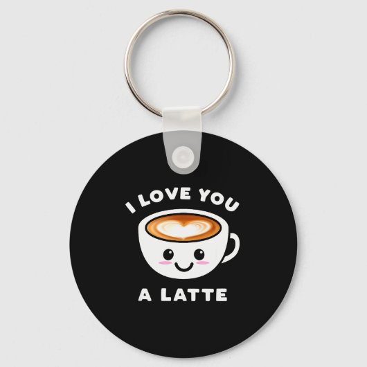 I Love You A Latte Funny Cute Coffee Heart Valenti キーホルダー (正面)