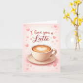 I Love You a Latte Valentine's Card カード (黄色い花)