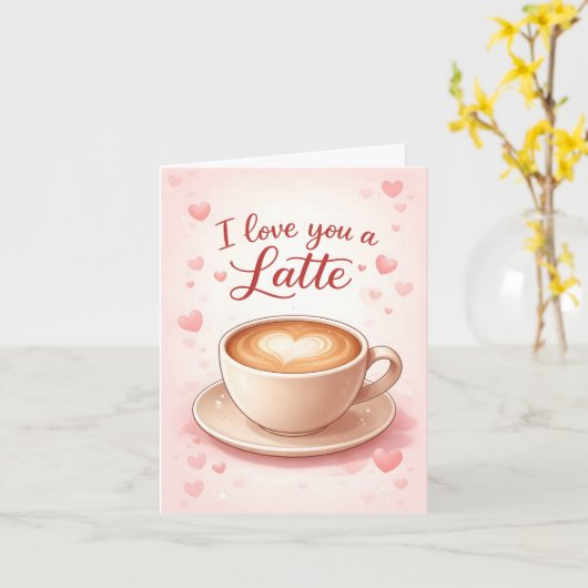 I Love You a Latte Valentine's Card カード (黄色い花)