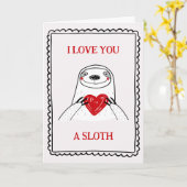 I Love You A Sloth Funny Kids Valentine's Day Card カード (黄色い花)