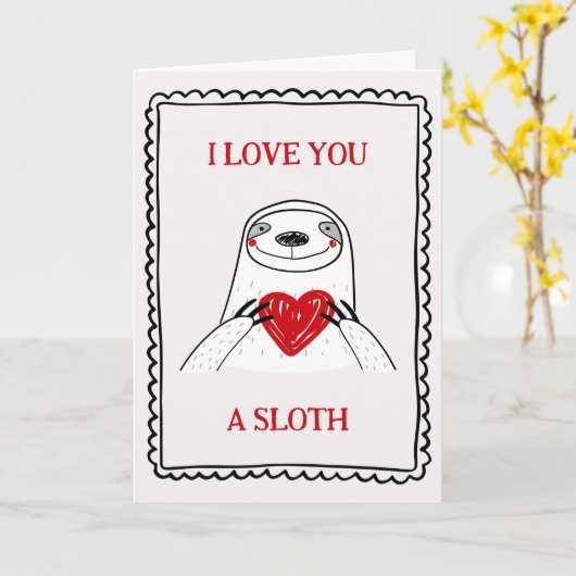 I Love You A Sloth Funny Kids Valentine's Day Card カード (黄色い花)