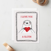 I Love You A Sloth Funny Kids Valentine's Day Card ノートカード (正面/裏面インサイチュ)