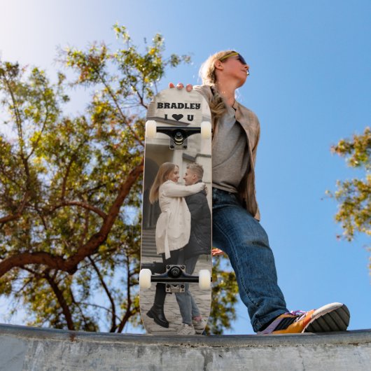 I Love You Add Your Own Photo名前をカスタムする スケートボード (室外1)