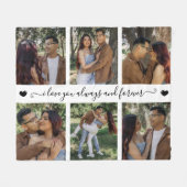 I Love You Always & Forever Modern 6 Photo Collage フリースブランケット (正面(横))