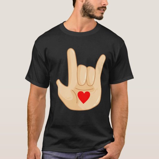 I Love You American Sign Language Hand Gesture Tシャツ (正面)