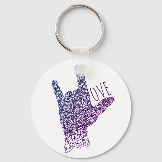 "I Love You" American Sign Language Keychain キーホルダー (正面)