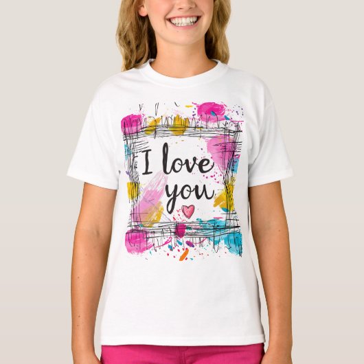 🌟 I love You Art Splash T-Shirt 🌟 Tシャツ (正面)