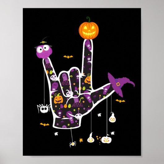 I Love You Asl Halloween Sign Language Halloween G ポスター (正面)