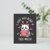 I Love You Bear-y This Much - Cute Panda Valentine ポストカード (スタンド正面)