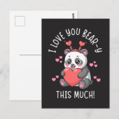 I Love You Bear-y This Much - Cute Panda Valentine ポストカード (正面/裏面)