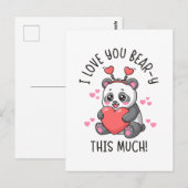 I Love You Bear-y This Much - Cute Panda Valentine ポストカード (正面/裏面)
