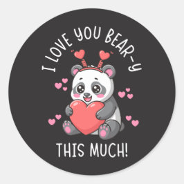 I Love You Bear-y This Much - Cute Panda Valentine ラウンドシール