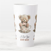 I Love You Beary Much In Cup Postcard カフェラテマグ (正面)